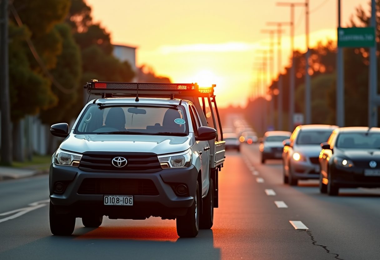 Locksmith ute loaded with tools at sunrise — Willoughby
